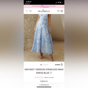 Hello Molly Strapless Dress. NWT.